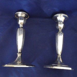 2 vintage silver plate candlesticks Wilcox holders wedding 8"